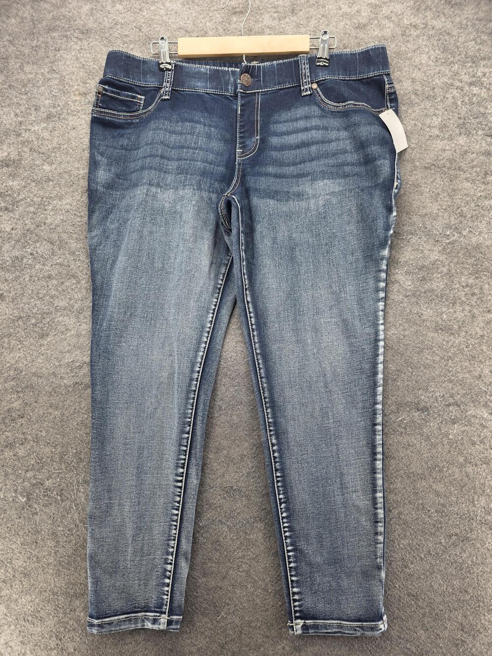Ariya Jeans Womens 18 Blue Pull On Jegging Plus Size Slim Stretch 28 Inseam